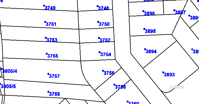 Parcela st. 3754 v KÚ Židenice, Katastrální mapa