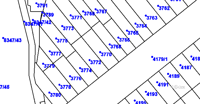 Parcela st. 3770 v KÚ Židenice, Katastrální mapa