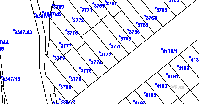 Parcela st. 3772 v KÚ Židenice, Katastrální mapa