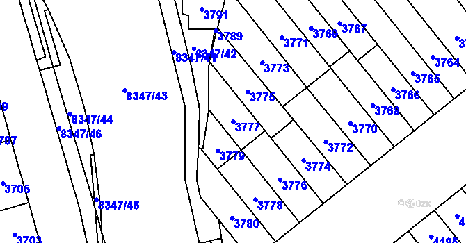 Parcela st. 3777 v KÚ Židenice, Katastrální mapa