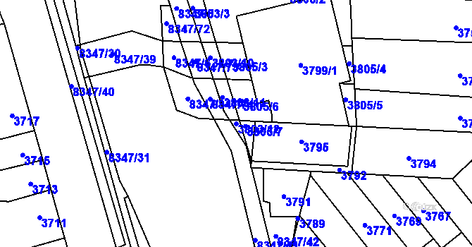 Parcela st. 3803/12 v KÚ Židenice, Katastrální mapa