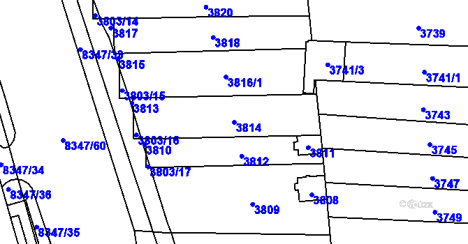 Parcela st. 3814 v KÚ Židenice, Katastrální mapa