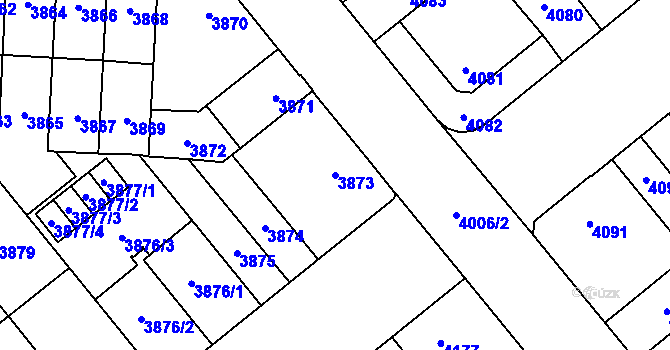 Parcela st. 3873 v KÚ Židenice, Katastrální mapa