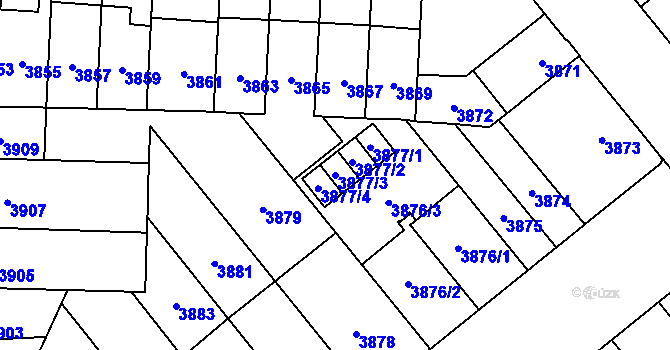 Parcela st. 3877/3 v KÚ Židenice, Katastrální mapa