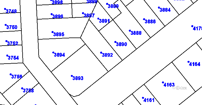 Parcela st. 3892 v KÚ Židenice, Katastrální mapa