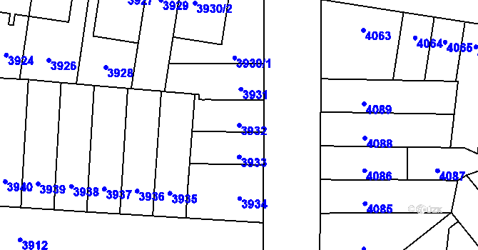 Parcela st. 3932 v KÚ Židenice, Katastrální mapa