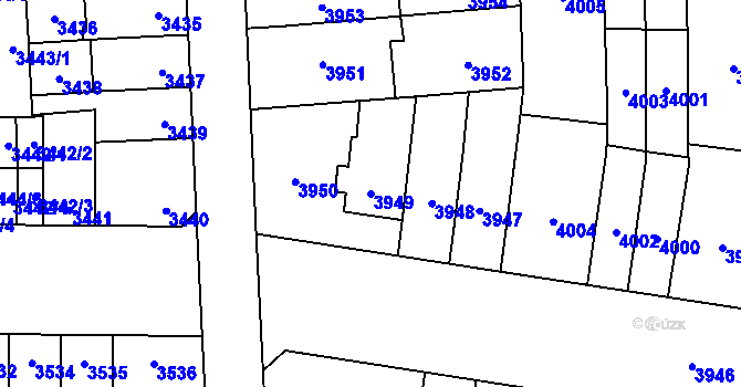 Parcela st. 3949 v KÚ Židenice, Katastrální mapa
