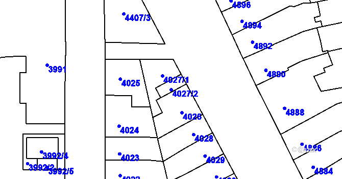 Parcela st. 4027/2 v KÚ Židenice, Katastrální mapa