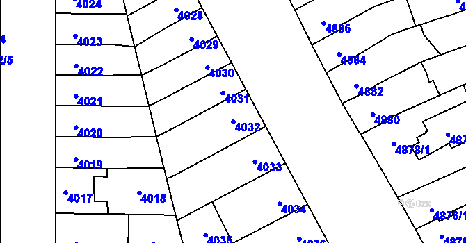 Parcela st. 4032 v KÚ Židenice, Katastrální mapa