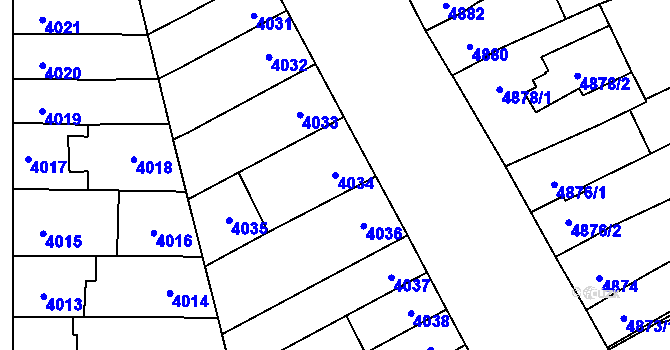 Parcela st. 4034 v KÚ Židenice, Katastrální mapa