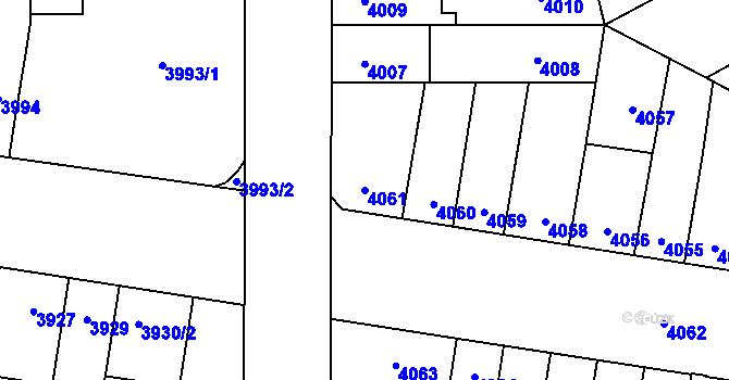 Parcela st. 4061 v KÚ Židenice, Katastrální mapa