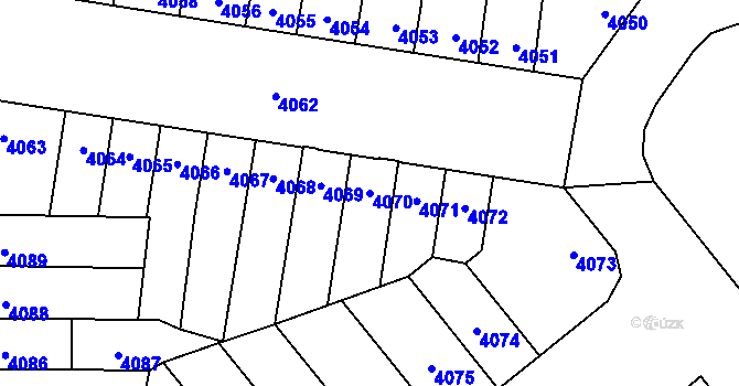 Parcela st. 4070 v KÚ Židenice, Katastrální mapa