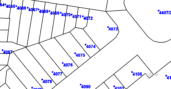 Parcela st. 4074 v KÚ Židenice, Katastrální mapa