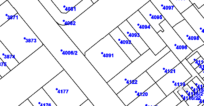 Parcela st. 4091 v KÚ Židenice, Katastrální mapa