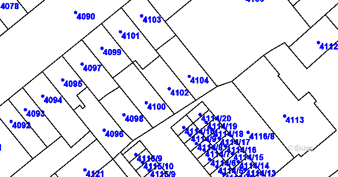 Parcela st. 4102 v KÚ Židenice, Katastrální mapa