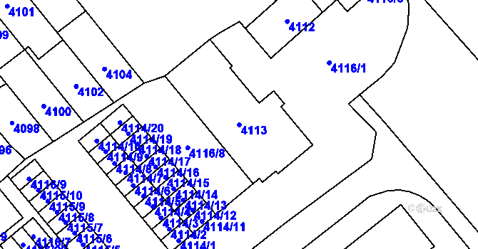 Parcela st. 4113 v KÚ Židenice, Katastrální mapa