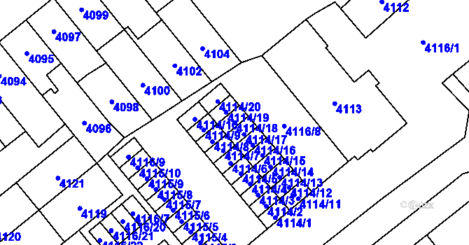 Parcela st. 4114/18 v KÚ Židenice, Katastrální mapa