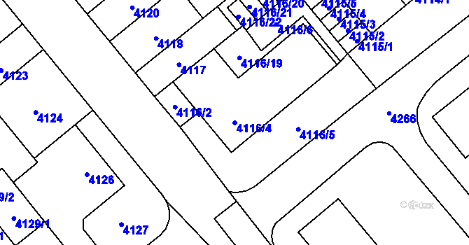 Parcela st. 4116/4 v KÚ Židenice, Katastrální mapa