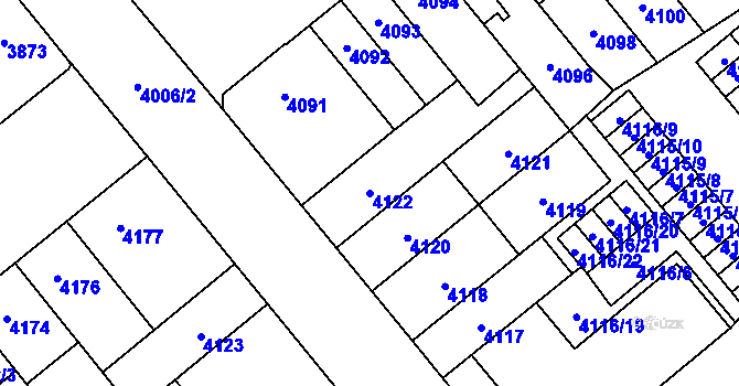 Parcela st. 4122 v KÚ Židenice, Katastrální mapa