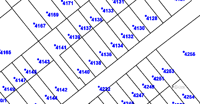 Parcela st. 4136 v KÚ Židenice, Katastrální mapa