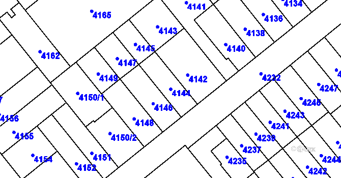Parcela st. 4144 v KÚ Židenice, Katastrální mapa