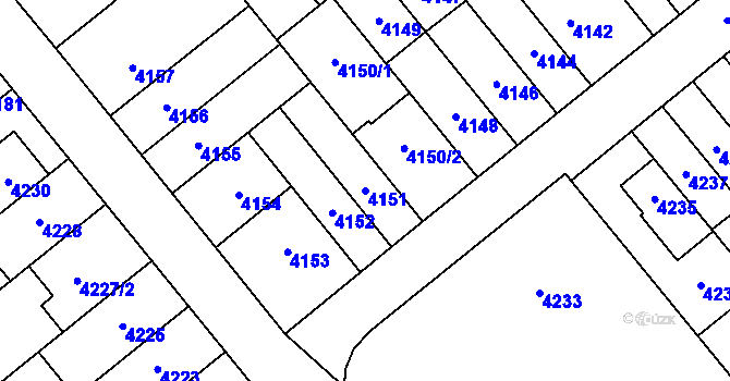 Parcela st. 4151 v KÚ Židenice, Katastrální mapa