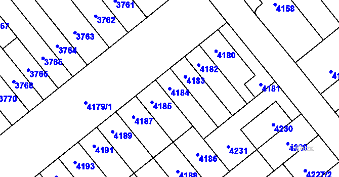 Parcela st. 4184 v KÚ Židenice, Katastrální mapa
