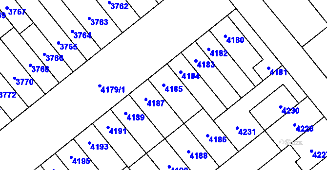 Parcela st. 4185 v KÚ Židenice, Katastrální mapa