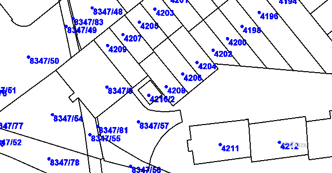 Parcela st. 4208 v KÚ Židenice, Katastrální mapa