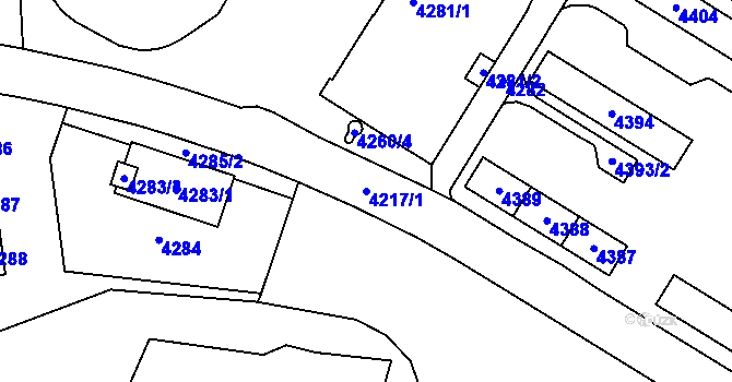 Parcela st. 4217/1 v KÚ Židenice, Katastrální mapa
