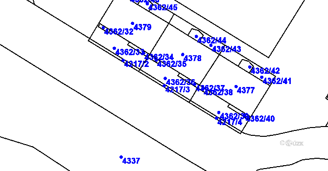 Parcela st. 4217/3 v KÚ Židenice, Katastrální mapa
