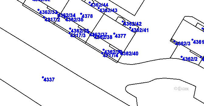 Parcela st. 4217/4 v KÚ Židenice, Katastrální mapa