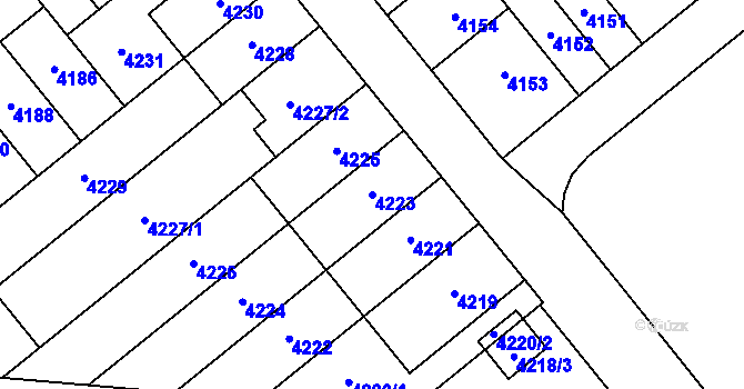 Parcela st. 4223 v KÚ Židenice, Katastrální mapa