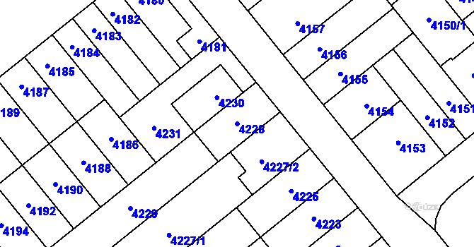 Parcela st. 4228 v KÚ Židenice, Katastrální mapa