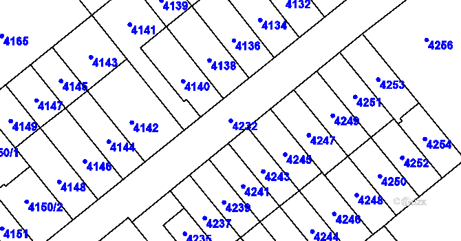 Parcela st. 4232 v KÚ Židenice, Katastrální mapa