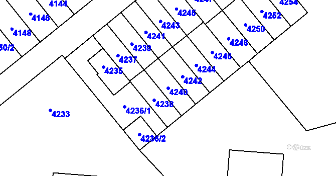 Parcela st. 4240 v KÚ Židenice, Katastrální mapa