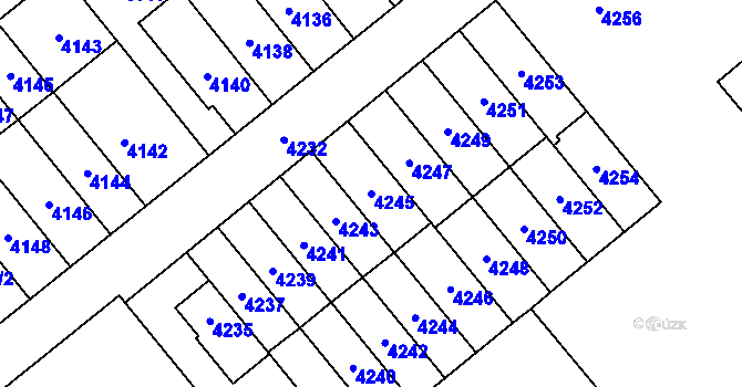 Parcela st. 4245 v KÚ Židenice, Katastrální mapa