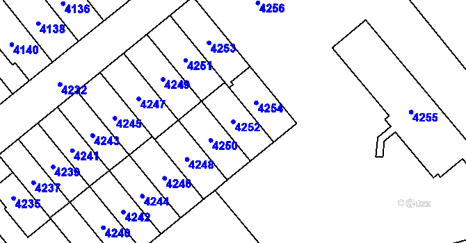 Parcela st. 4252 v KÚ Židenice, Katastrální mapa