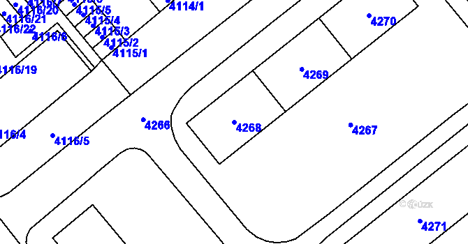 Parcela st. 4268 v KÚ Židenice, Katastrální mapa