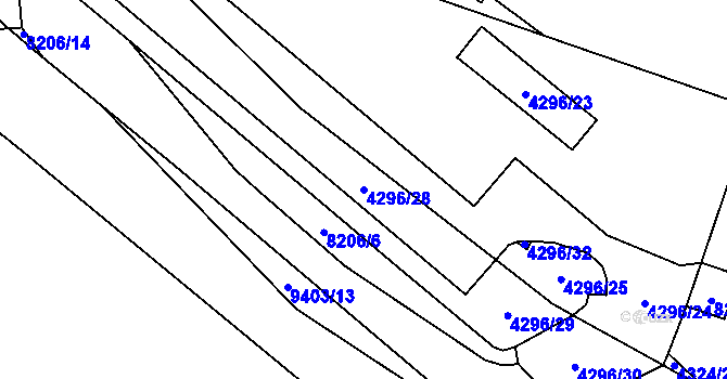 Parcela st. 4296/28 v KÚ Židenice, Katastrální mapa