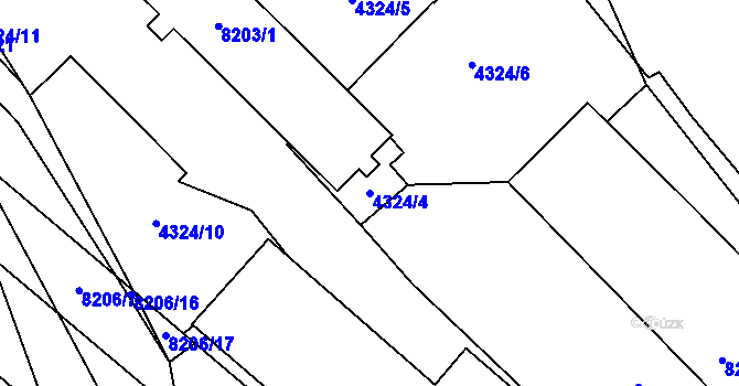Parcela st. 4324/4 v KÚ Židenice, Katastrální mapa