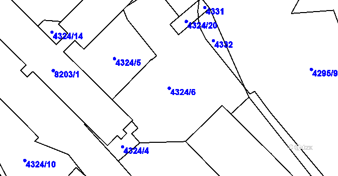 Parcela st. 4324/6 v KÚ Židenice, Katastrální mapa
