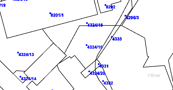 Parcela st. 4324/15 v KÚ Židenice, Katastrální mapa