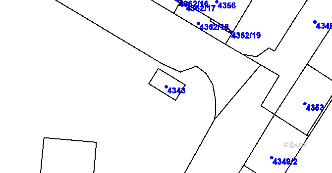 Parcela st. 4343 v KÚ Židenice, Katastrální mapa