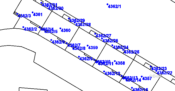 Parcela st. 4359 v KÚ Židenice, Katastrální mapa