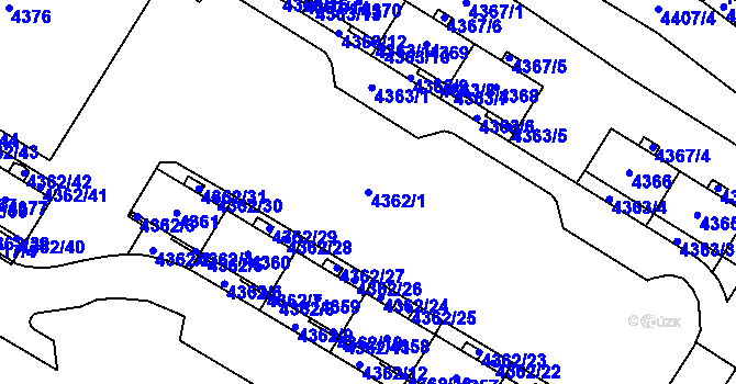 Parcela st. 4362/1 v KÚ Židenice, Katastrální mapa