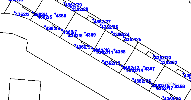 Parcela st. 4362/11 v KÚ Židenice, Katastrální mapa