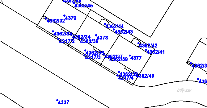 Parcela st. 4362/37 v KÚ Židenice, Katastrální mapa