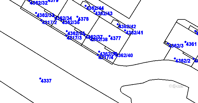Parcela st. 4362/39 v KÚ Židenice, Katastrální mapa