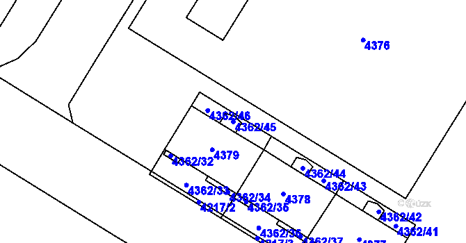 Parcela st. 4362/45 v KÚ Židenice, Katastrální mapa